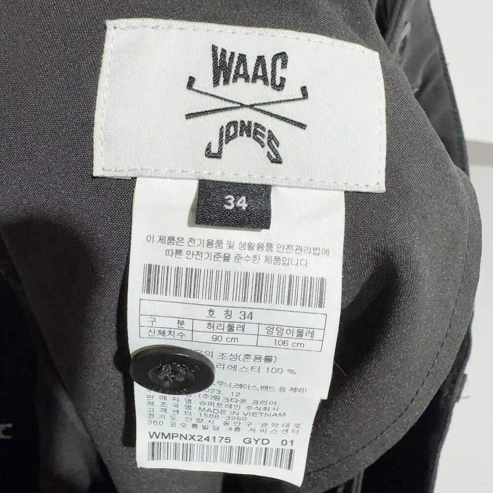 WAAC X Jones Men’s 34 Golf Pants Chinos Dark‎ Gray Style #WMPNX24175–01